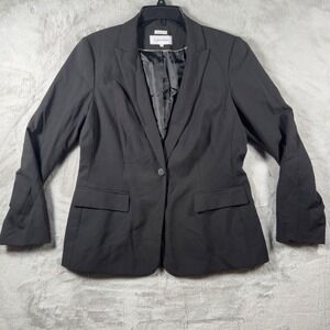 Calvin Klein Mens Black Stretch Single Button Tailored Blazer Jacket Size 14